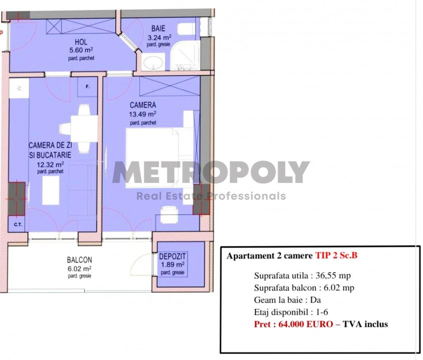Apartament 2 camere - nou, decomandat, la cheie - strada  DOAMNA STANCA 
