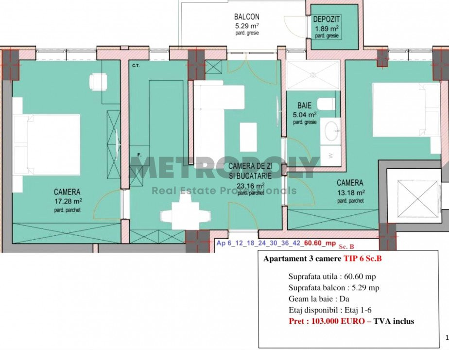 Apartament 3 camere - nou, decomandat, la cheie - strada  DOAMNA STANCA 